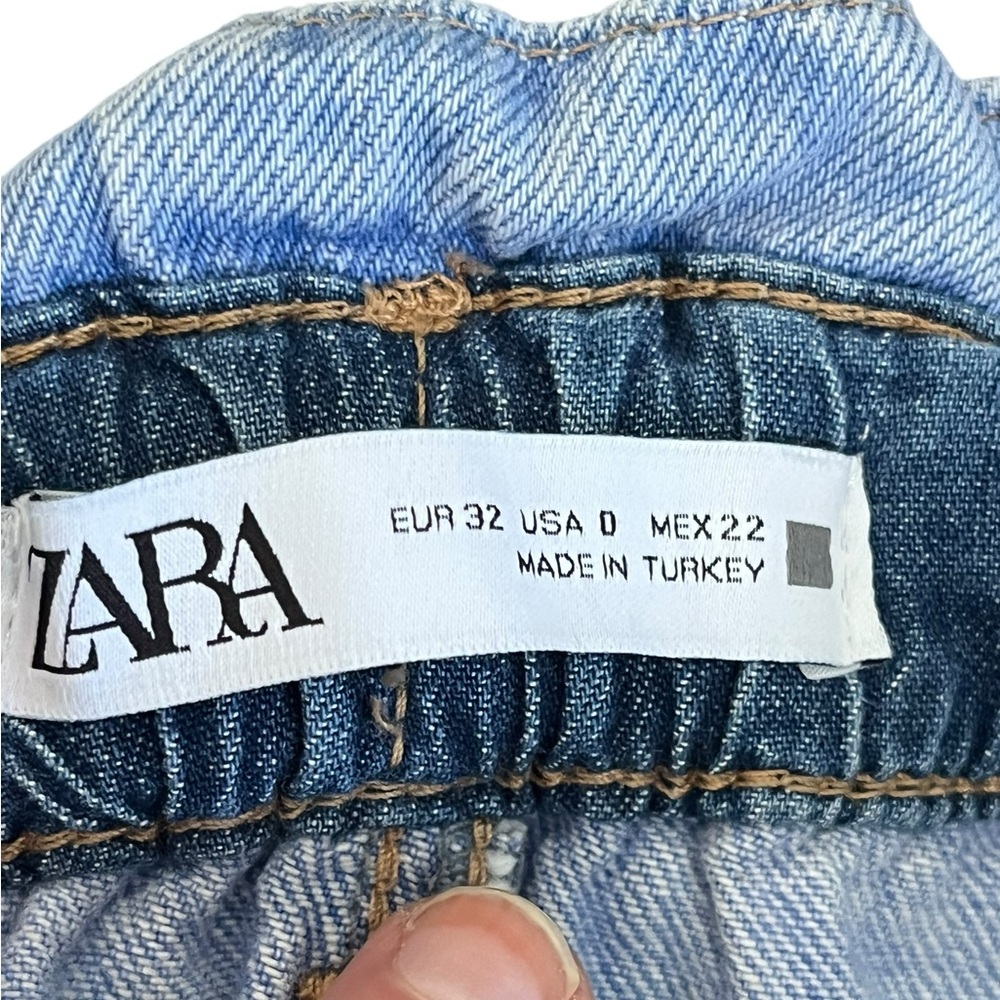 Zara Denim Paperbag Waist Jeans EUR 32 US 0 - High Rise Light Wash - Picture 10 of 11